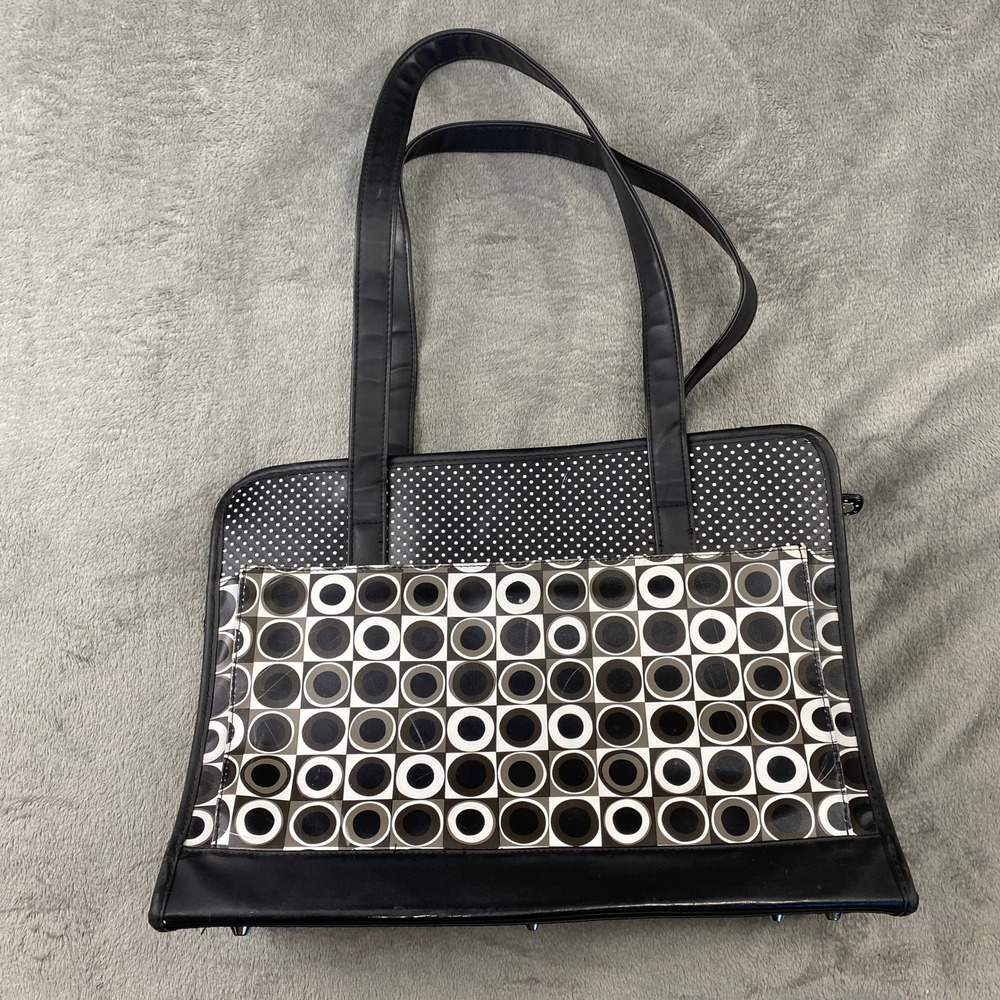 Black White Geometric Circles Polka‎ Dot Tote Bag Pet Carrier